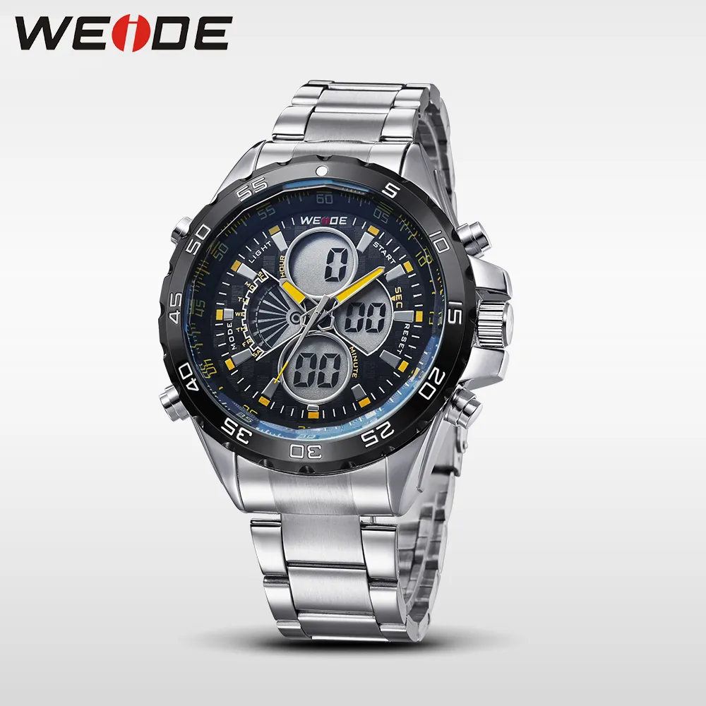 Weide New Fashion Men Sport Watch Top Luksusowa marka Pełna stalowa pasek Analog Analog Cyfrowe zegary przyczynowe Man Relogio Masculino2858