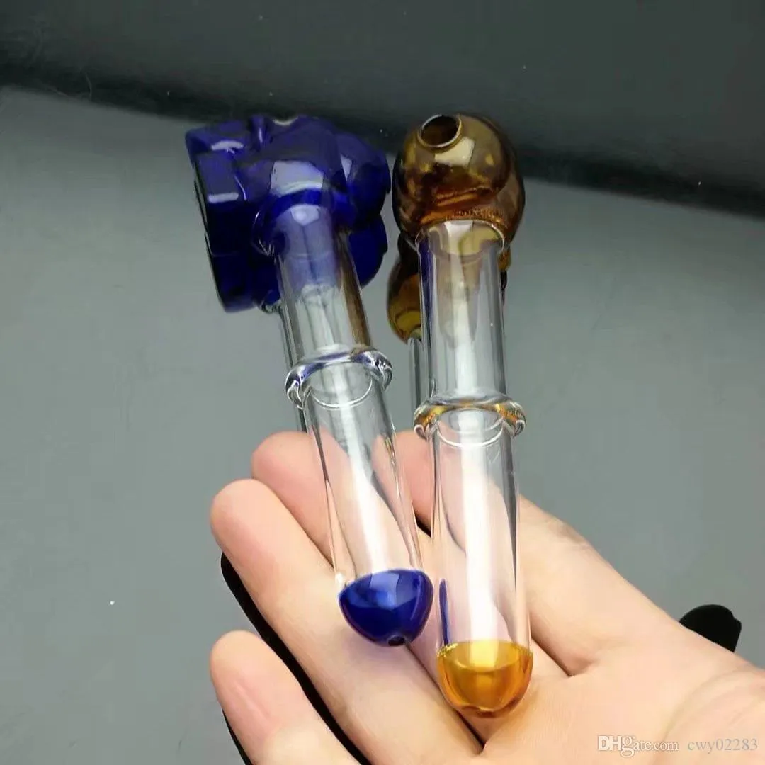 Pipe ronde de couleur unique en os de crâne, accessoires de bangs en verre en gros, pipe à eau en verre pour fumer, livraison gratuite