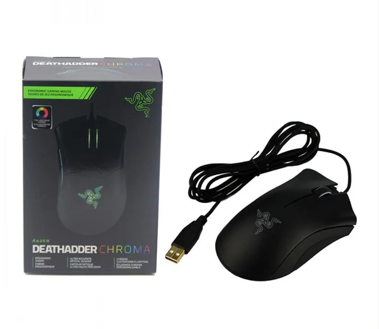 Mouse da gioco per computer ottico con cavo USB Razer Deathadder Chroma non originale Mouse con sensore ottico da 10000 dpi Mouse da gioco Razer Deathadder