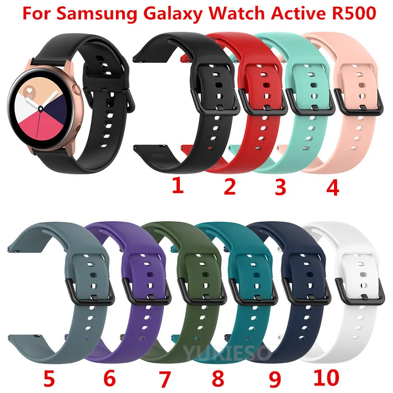 20mm Silicone Watchband för Samsung Galaxy Watch Aktiv R500 42mm Gear S2 Sport HUAMI AMAZFIT BIP TICWATCH 2 Byte Bracelet Band Strap