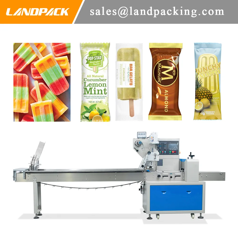 Profesyonel Paketleme Sistemleri Eşleştirme Otomatik Popsicle Buz Lolly Yatay Paketleme Makinesi