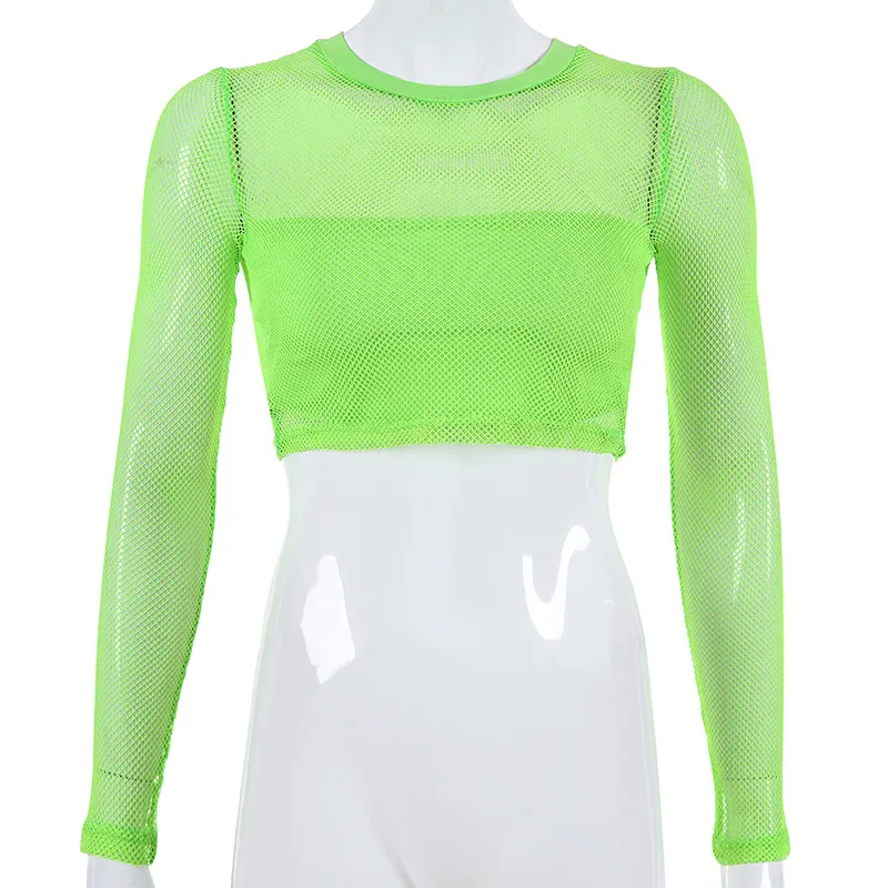 lime green fishnet top