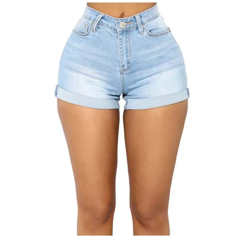 Женские короткие джинсы с манжетами, отбеленные, тонкие джинсовые шорты со средней талией, короткие джинсы, сексуальная одежда для ночного клуба f