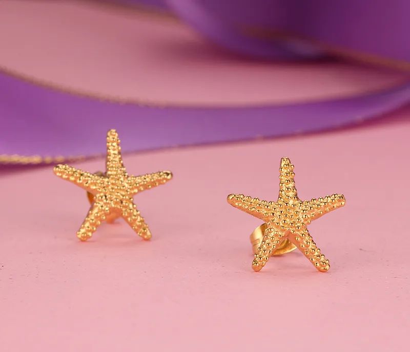 Fashion-Simple Eleganti orecchini di stelle marine color oro orecchini di stelle marine per gioielli da donna con stelle marine in acciaio inossidabile