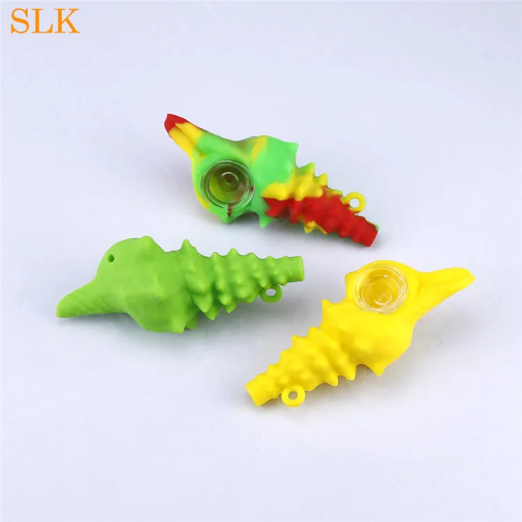 Conch mold Silicone Pipe Mini Glass Oil Burner Pipes Smoking Tobacco Hand Pipe 4.7inch Bubbler Dab Water Bongs Smoke Accessories