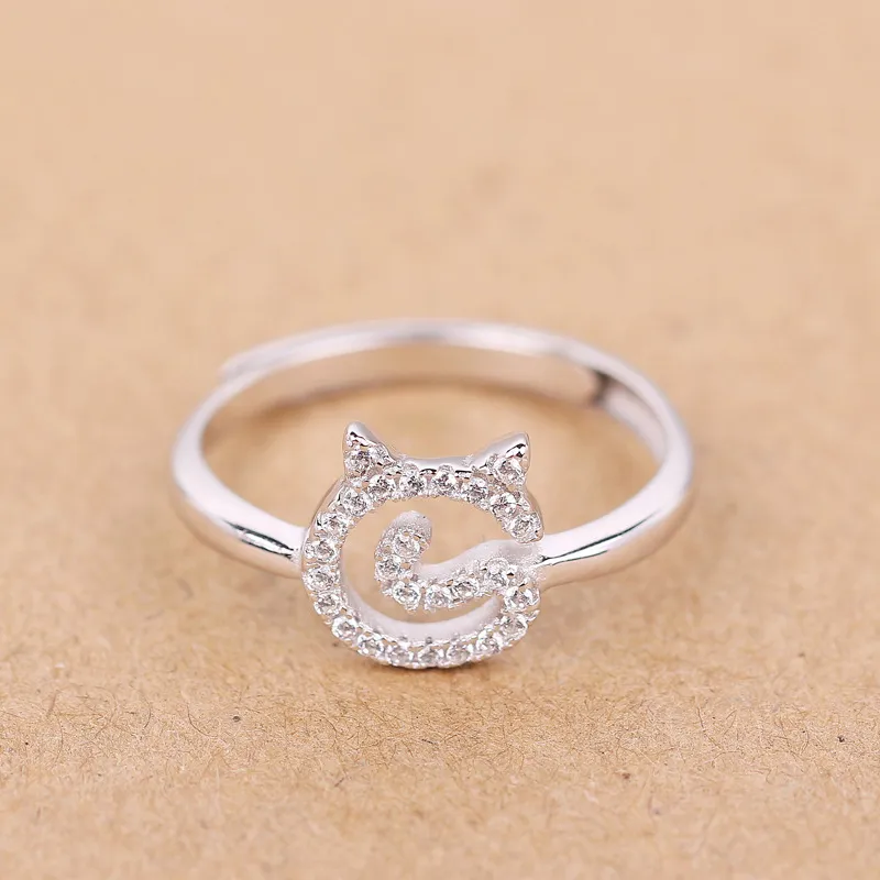 Mooie CAT 925 Sterling Silver Inlay Zirconia Stacking Ring JZR320