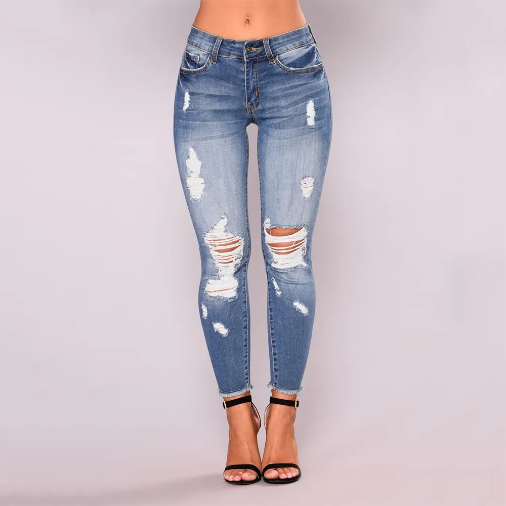 Buy Wholesale DVG Women Blue Pencil Slim Fit Cotton Denim Capris in India.