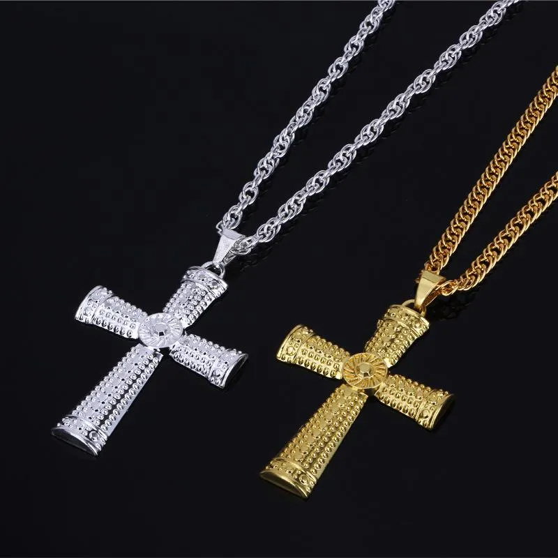 Hanger Kettingen Hip Hop Sieraden Mannen Ketting Kleur Zilver Tone Kruisbeeld Charm Cross Mooie Kruisketting