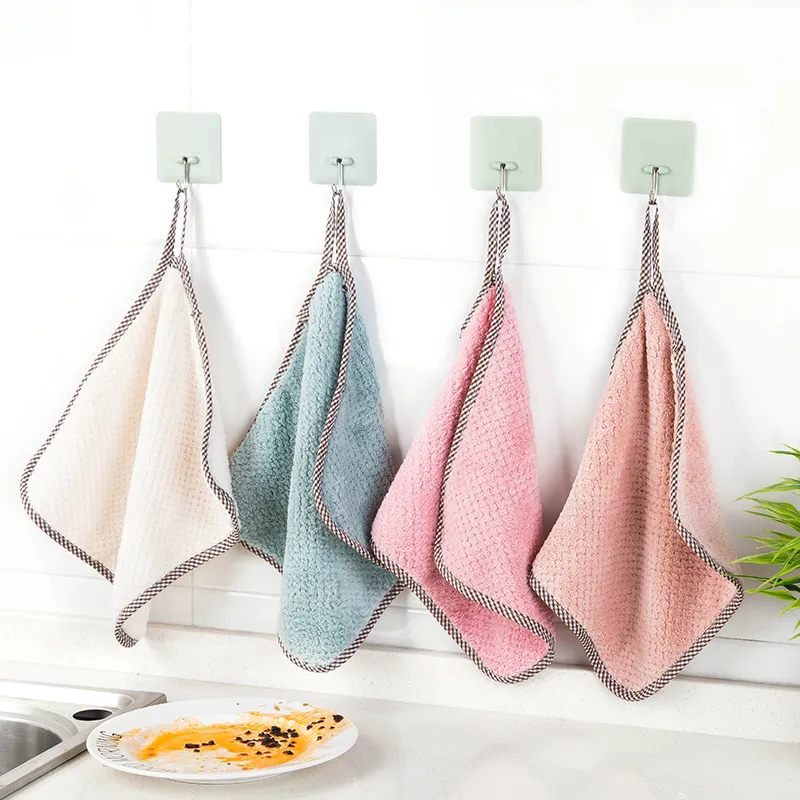 3PCS Kitchen daily dish towel, dish cloth, kitchen rag, non-stick oil,  thickened table cleaning cloth, absorbent scouring pad