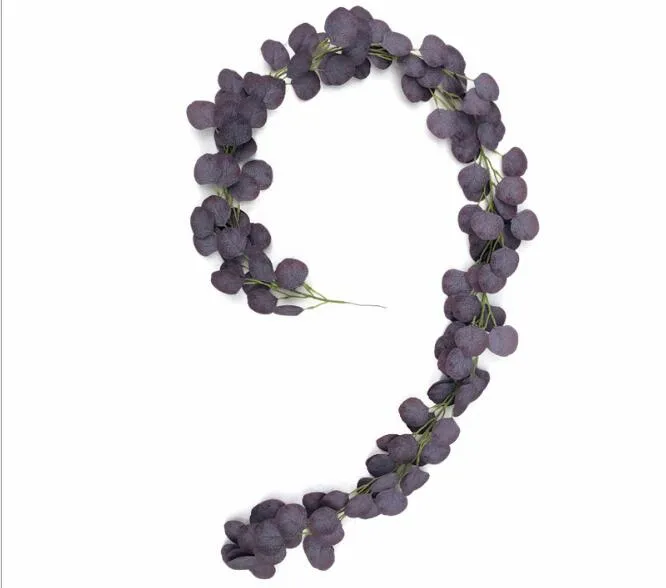 1/2 Pezzi, Ghirlanda Finta Di Eucalipto Con Fiori Bianchi, 5