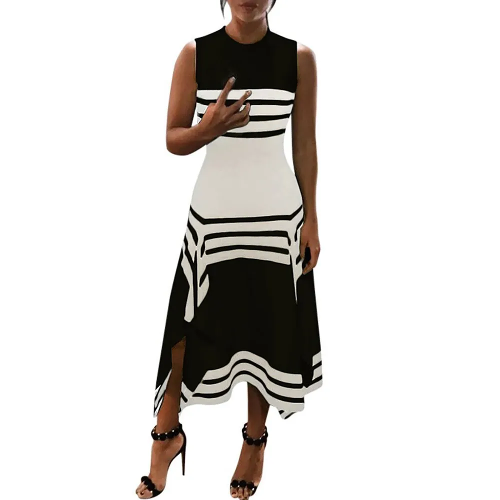 Summer Maxi Dress - Chevron Print Sleeveless Beach Sundress, Scoop Neck  Striped Long Dress - Casual Vacation Style from Dhgate Basic & Casual  Dresses - price 10.05
