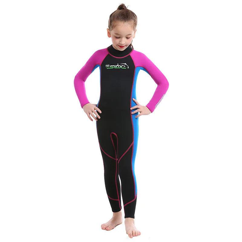 Kids Full Wetsuits Flat Steek voor meisjes Surfen Zwemmen 2mm Neopreen Superflex Aangepast embleem en ontwerp beschikbaar