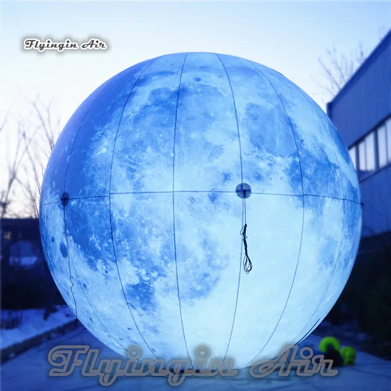 Enorme opblaasbare verlichting maan planeet 3m / 6 m diameter blauw opknoping / grond bol ballon voor concert en feest decoratio