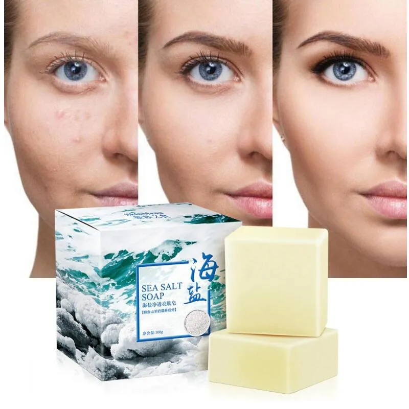 100g organico naturale Sale Marino Sapone Cleaner Rimozione Basis Pimple Pore trattamento dell'acne Handmade Soap pulizia profonda Wash
