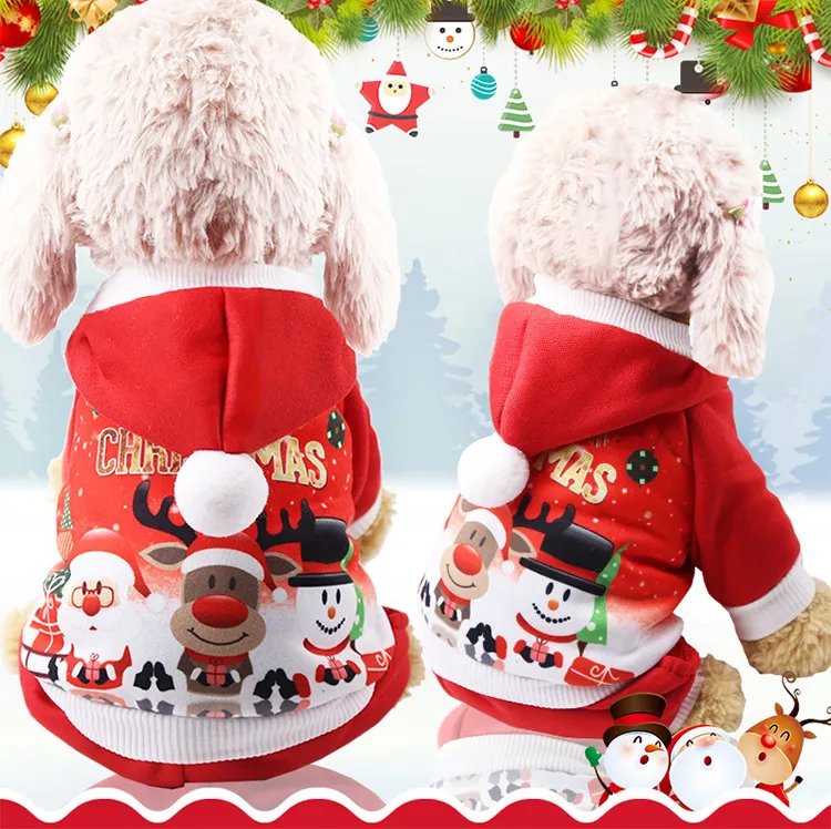 Frohe Weihnachten Pet Dress 6 Größe Elch Santa Puppy Suit Klassische Euramerican Pet Dog Weihnachten Kleidung Haustiere Bekleidung Großhandel DH0319