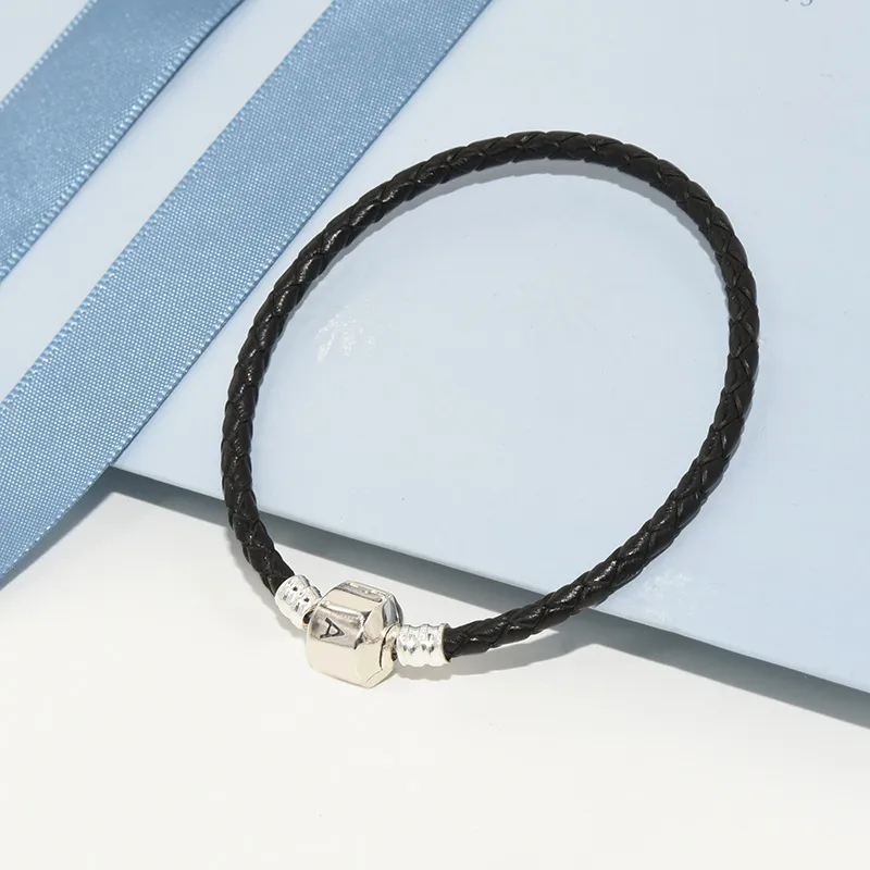 Luxury Designer Black Leather And Silver Bracelet With Hand Chain And Charms For Men And Women Pandora 925 Sterling Silver In Original Box From Jewelry center 11.49 DHgate.Com