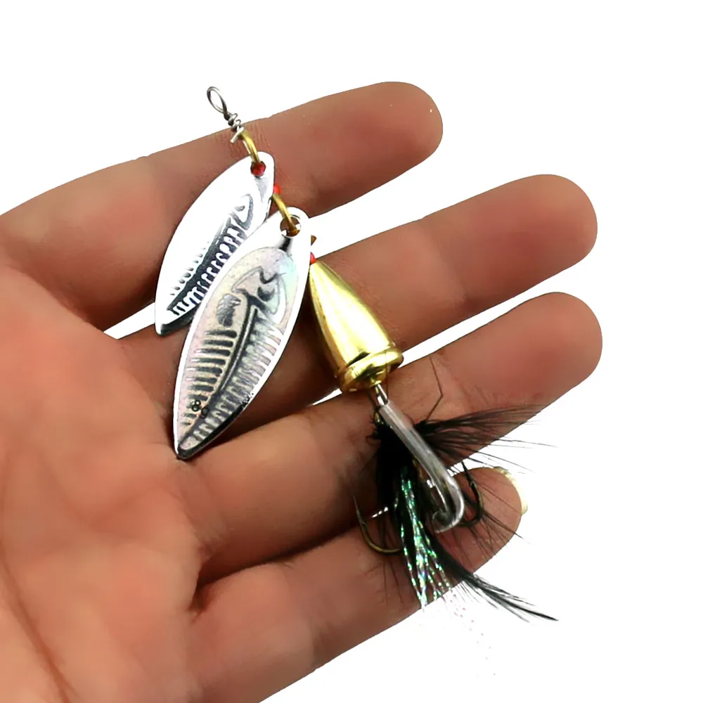 Hengjia 1pc Spinner Spoon 7.8cm 11g Fiske Lure Metal Sequins Bait Hooks för basöring