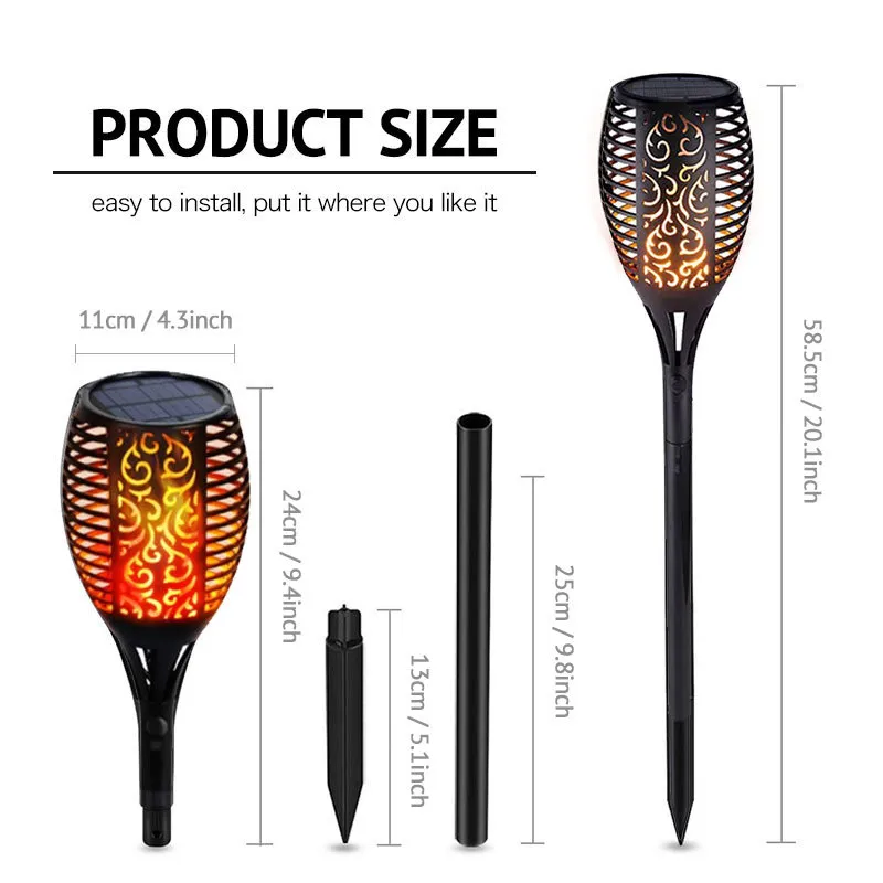 Solar LED Flame Lamps Waterproof Romantic Flicker Effect Torch Lights Fire Light Bulbs Outdoor Lawn Garden Decoration Solar LED Flame Lamps Waterproof Romantic Flicker Effect Torch Lights Fire Light Bulbs Outdoor Lawn Garden Decoration