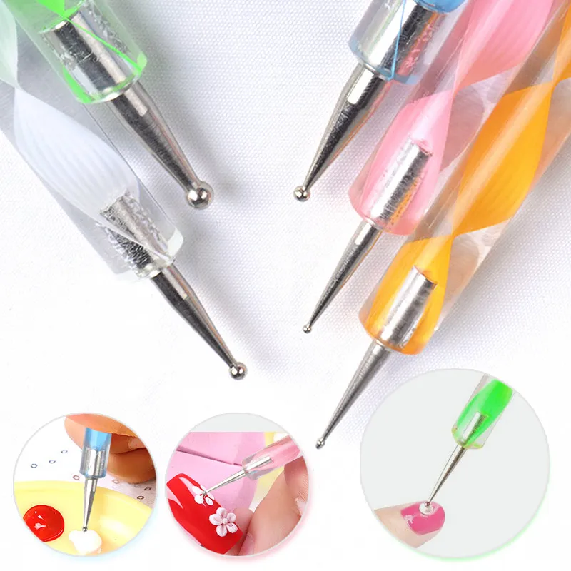 5 pc 2 Way Dotting Pen Tool Nail Art Tip Dot Paint Manicure kit