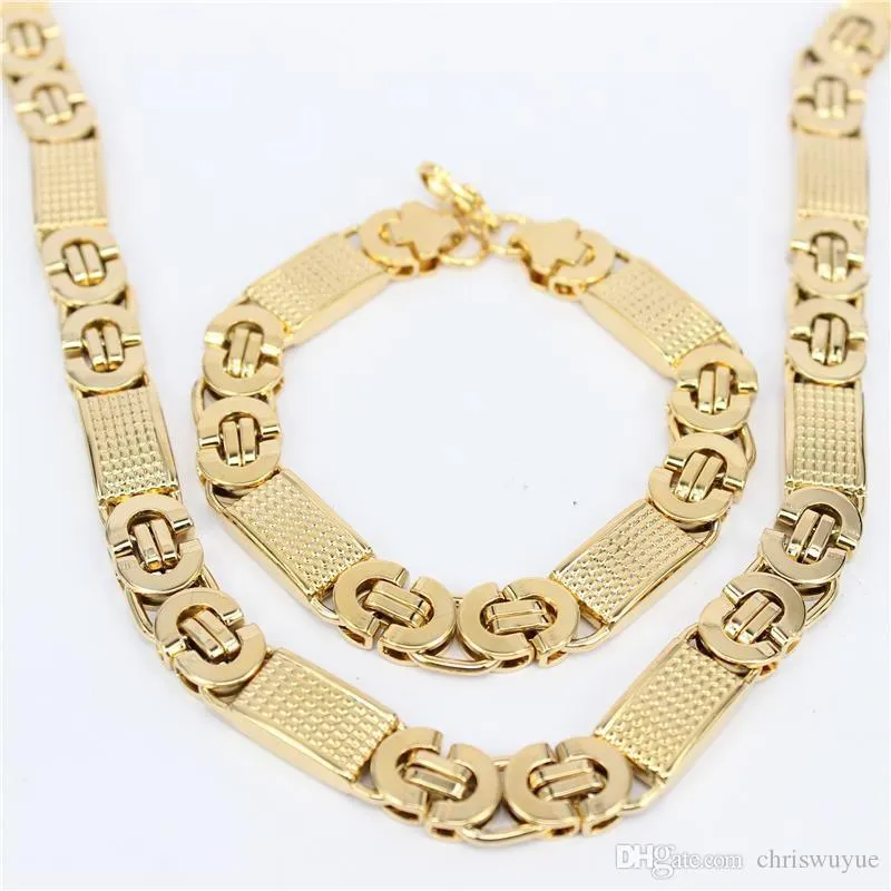 New Fashion Silver/Gold Plated Rope Chain Necklace 316L Stainless Steel Necklace Bracelet Men Jewelry Set