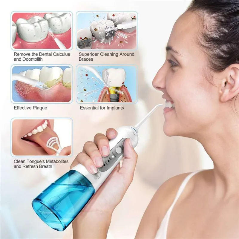2021 W1 300ml bärbar trådlös elektrisk oral irrigator dental vatten flosser vatten tandpetare säker och bekvämt upprätthåller effektivt