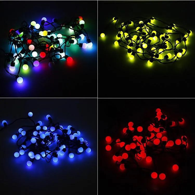 Luci natalizie a led per esterni 5 metri 50 luci a stringa a LED Palline RGB Lampade rotonde impermeabili per luci da giardino per decorazioni natalizie