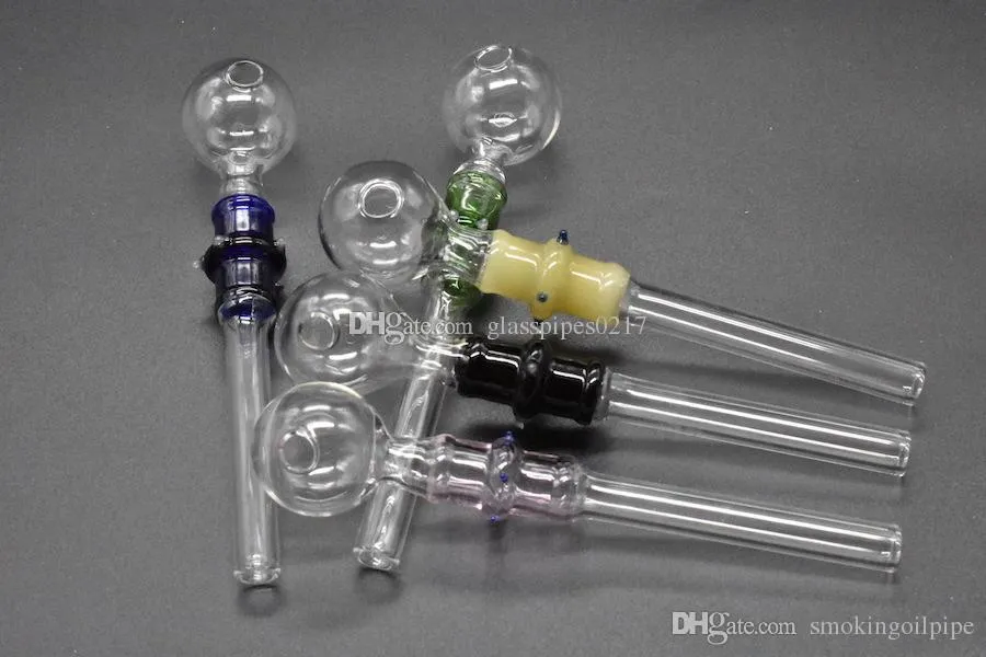 Wholesale Colors Glass Oil Burner Pipe Cheap Colored Glass Water Pipe Bubbler Pyrex Oil Burner Pipes Smoking Water Hand Tobacco Pipe 14cm