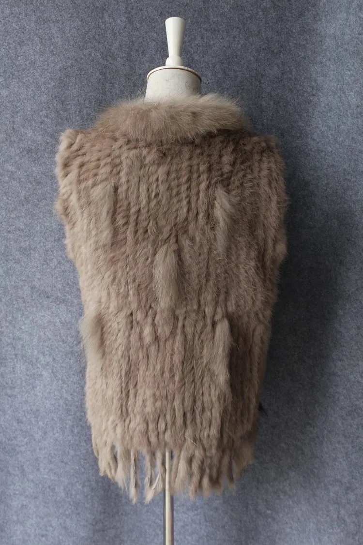 genuine real rabbit fur vest with raccoon fur collar (8)