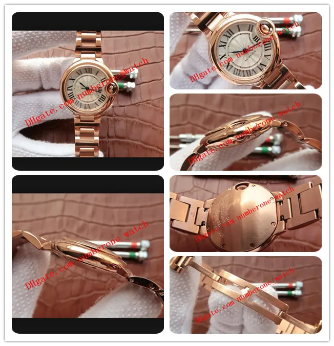 Migliore qualità 18 carati oro rosa 33 mm W6920097 quadrante bianco orologio da donna bracciale in acciaio inossidabile moda orologio automatico da donna