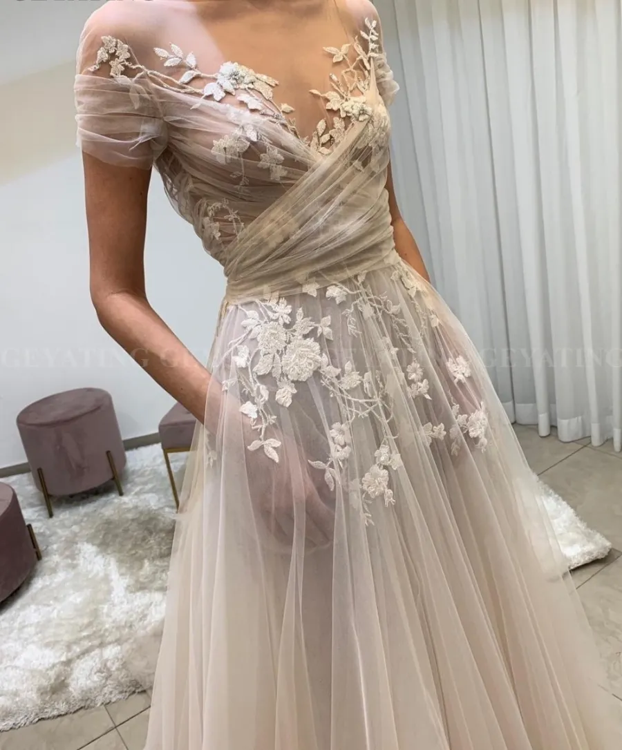 knee length dresses for ladies Vintage 1930s Sheer Lace Balloon Sleeve Wedding Bridal Dress – Recess