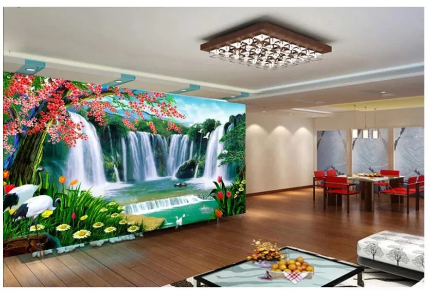  Papel tapiz adhesivo para dormitorios, papel de pared con foto  personalizada, pintura de paisaje de cascada 3D, sala de estar, TV, telón de  fondo, tela no tejida, 98.4 x 68.9 in