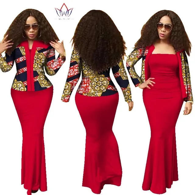2019 Summer African Dresses For Women Dashiki Dress Crop Top Long Dress Suits Plus Size
