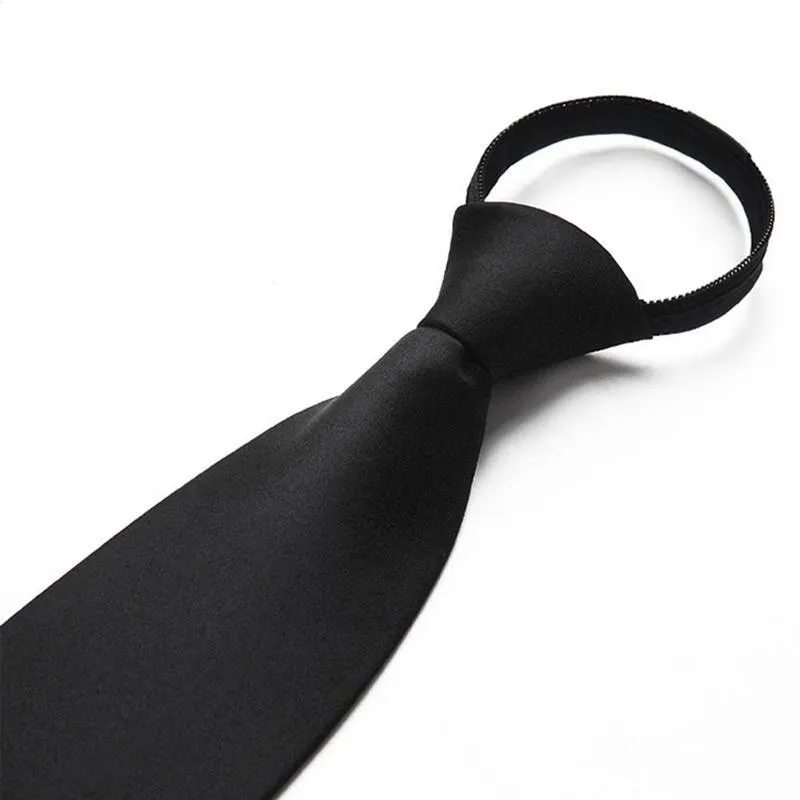 Clip noir sur cravate cravates de sécurité pour hommes femmes Steward noir mat cravate noir vêtements accessoires 2020