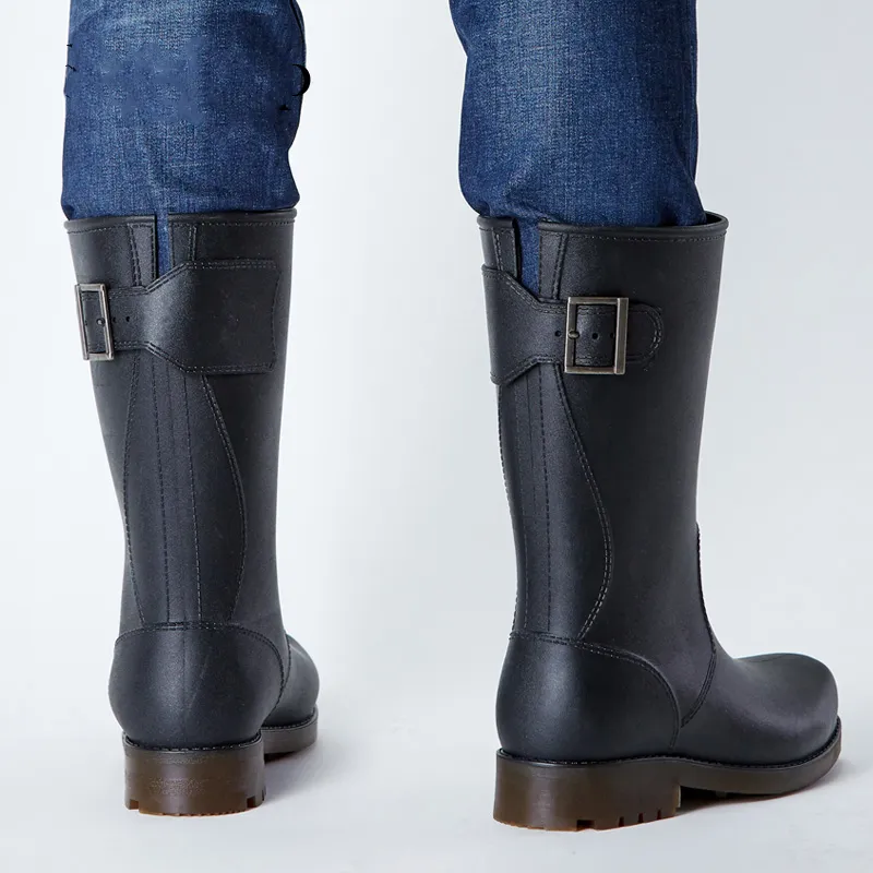 Mens Waterproof Rubber Rain Boots, Slip On Half Boots  display picture 1