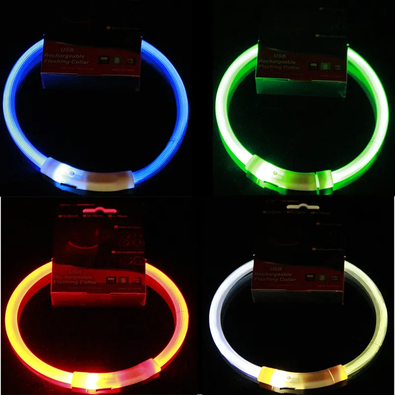 USB-avgift Husdjur Hundkrage LED Utomhus Lysande Säkerhet Pet Dog Collar Light Justerbar LED Blinkande valpkrage PET Supplies DBC BH3129