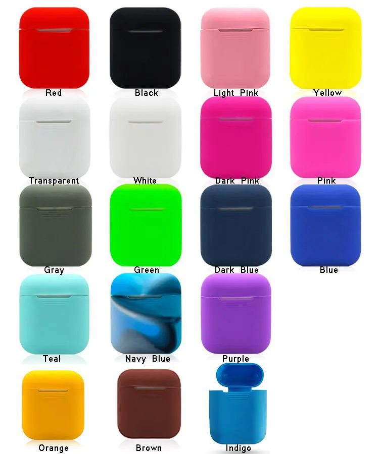 18 가지 색상의 애플 에어 포트 용 실리콘 케이스 소프트 TPU 울트라 얇은 보호대 커버 슬리브 파우치 에어 포드 이어폰 케이스 용