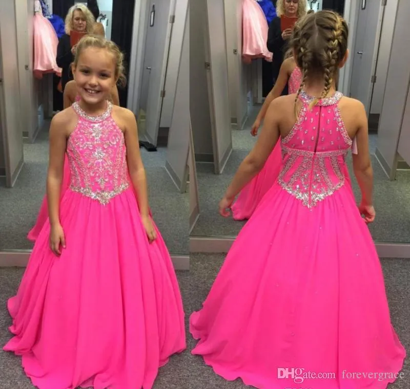 2019 bonitinho fúcsia fúcsia concurso vestido princesa frisado cristais festa cupcake jovem bonito crianças rainha menina flor vestido