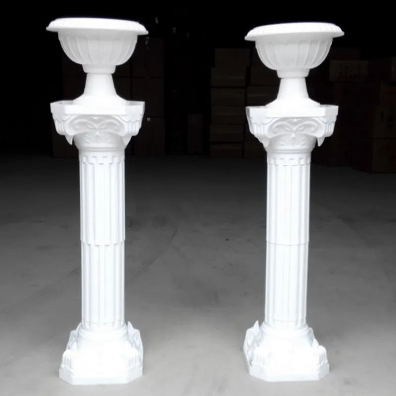 2pcs/lot Fashion Wedding Props Decorative Artificial Hollow Roman Columns White Color Plastic Pillars Road Cited Party Event