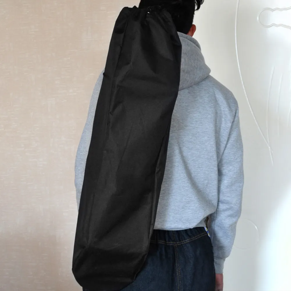 Bolsa de monopatín Unisex de viaje negra resistente al desgaste accesorios de tela Oxford mochila Longboard cubierta ajustable sólida impermeable