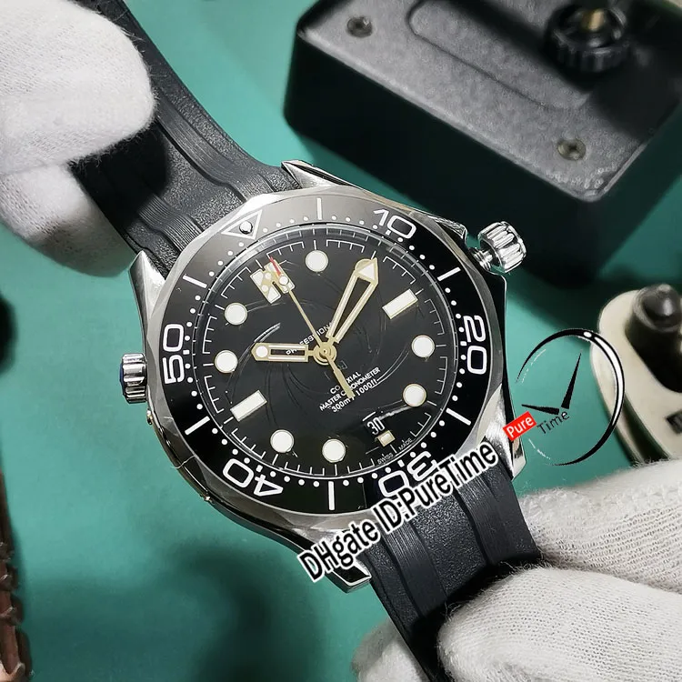 GDF Diver 300M Miyota 8215 Автоматические мужские часы 42 мм Джеймс Бонд 007 50th Черный текстурированный циферблат Черная резина 210 22 42 20 01 004 Новинка 278T