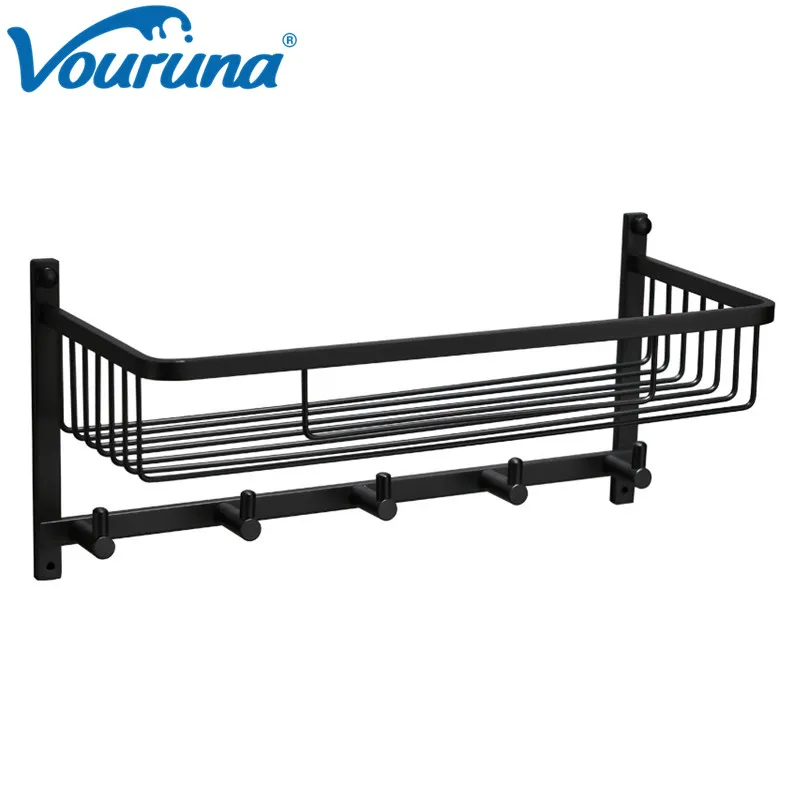 VOURUNA Matte Black Shower Caddy Bathroom Basket Storage