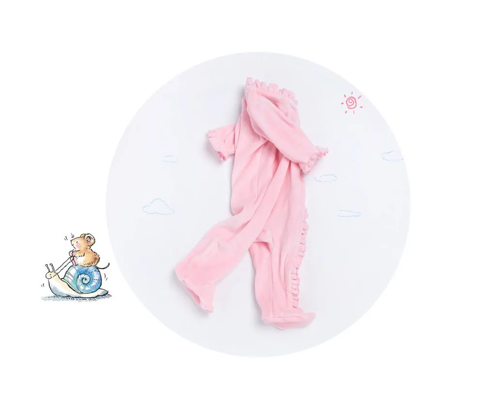 Pink Newborn Infant Long Sleeve Rompers 0-24 Months Ruffle One-Piece Baby Overalls Winter Warm Soft Cotton High Quality Princess Clothes