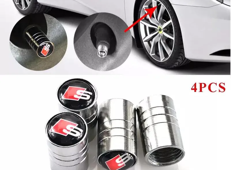 Car Styling tappi valvole pneumatici adesivo auto per Audi SLine A1 A3 A4 B6 B8 B5 B7 S Line A5 A6 C5 C6 A7 TT Accessori auto Car-Styling