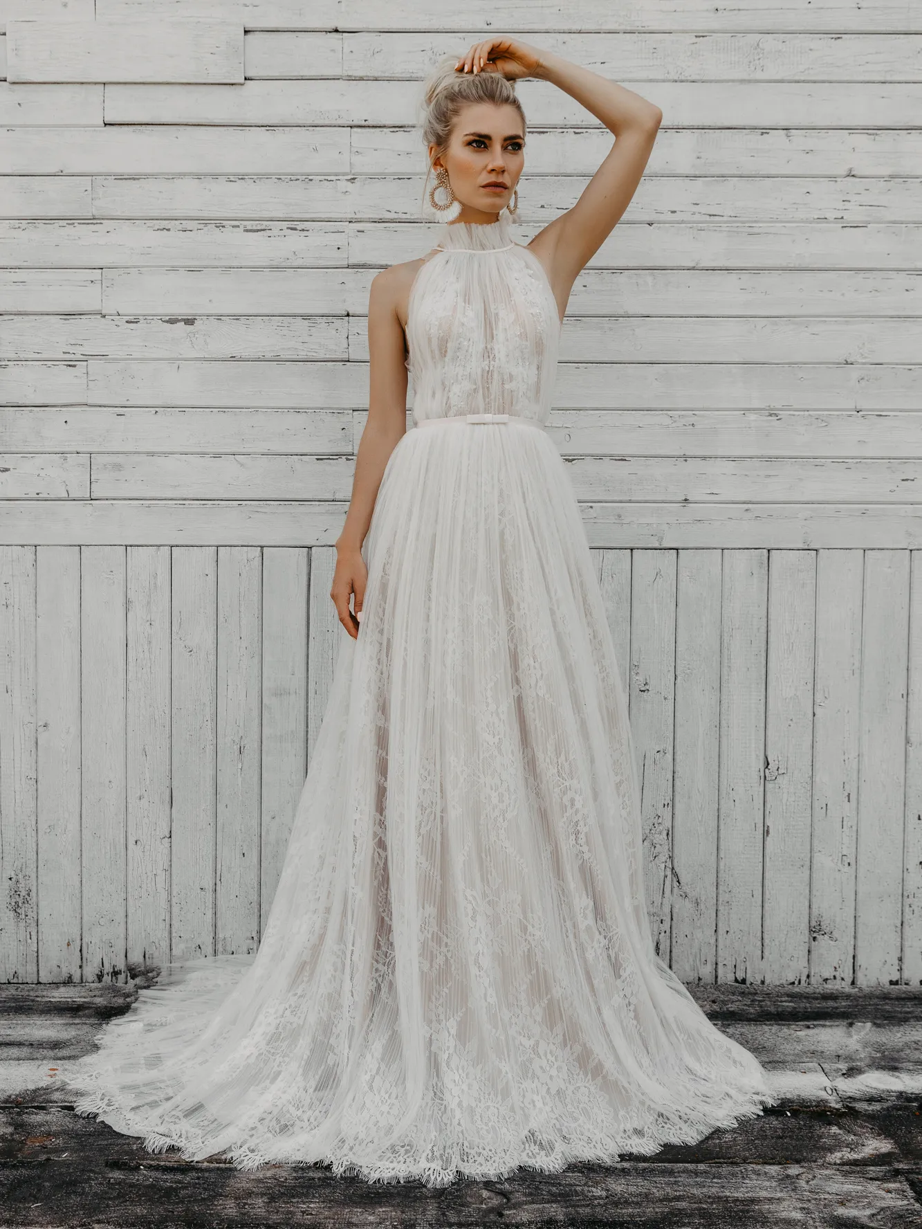 white lace applique dress Andrea & Leo WL089 Long Bridal Lace Applique A Line Wedding Dress main image 1
