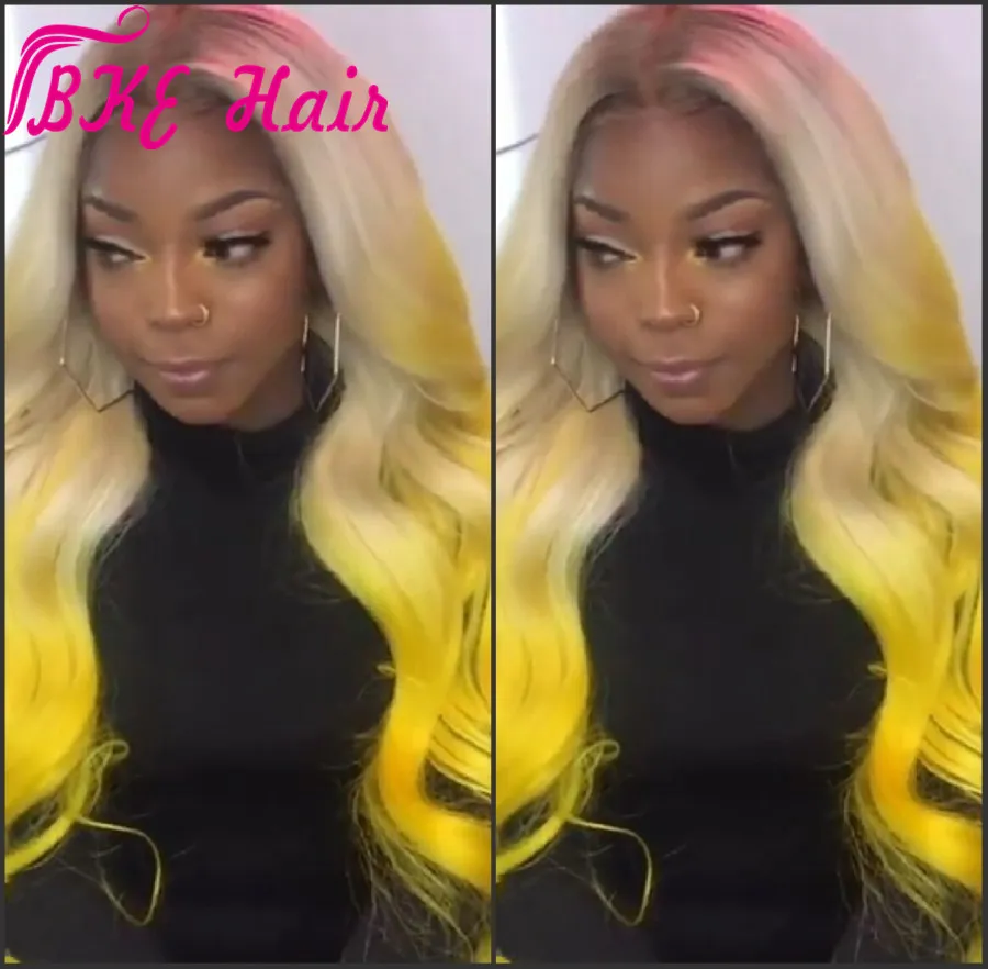 Synthetic Lace Front Wigs: Blonde Ombre Body Wave Wig, Heat  display picture 2