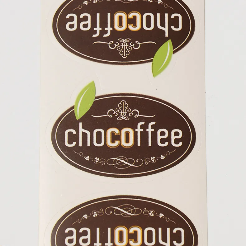 Niestandardowe etykiety pakietu spożywczego naklejki Dostosowane, błyszczący arkusz papieru etykiety papieru na pakowanie butelki do kawy Olej