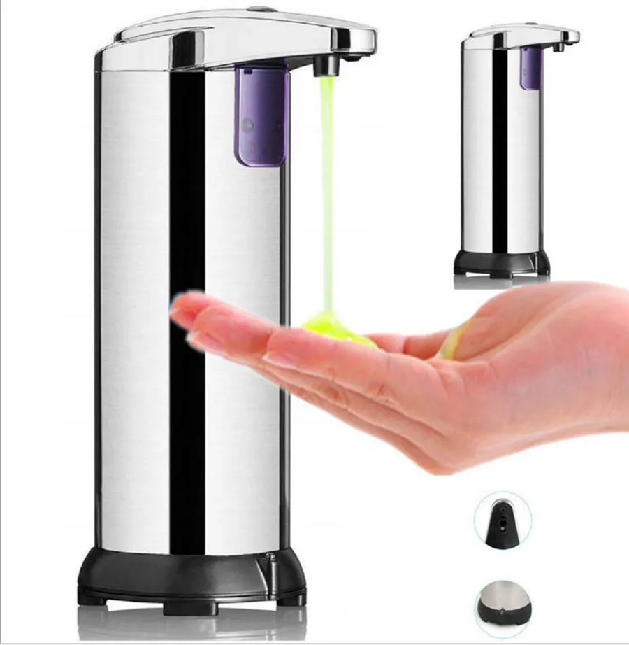 Roestvrijstalen zeep vloeibare sanitizer touchless dispenser badkamer hand wassen zeepfles automatische vloeibare zeep dispenser 280ml rra3167