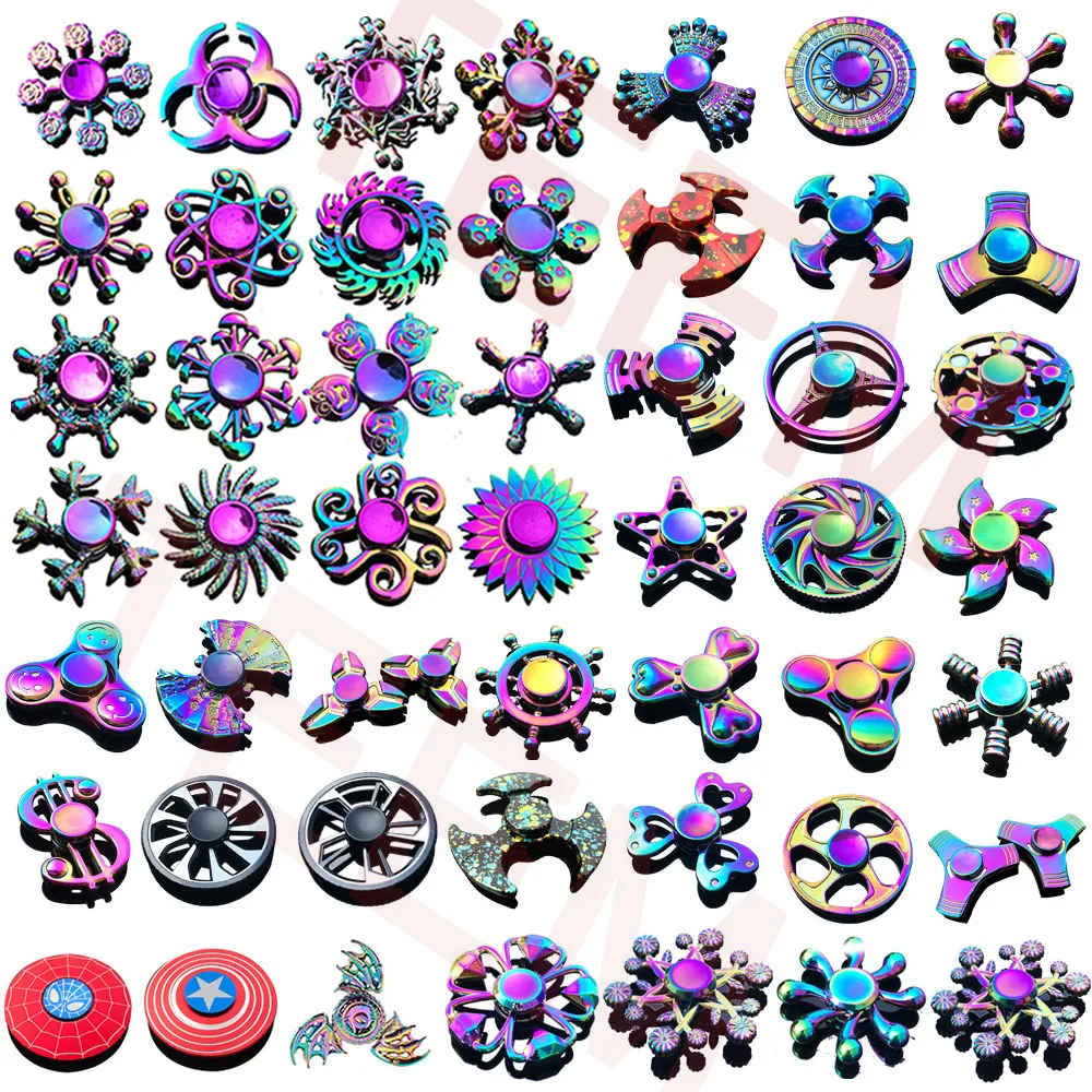 120 soorten Op voorraad Fidget spinner speelgoed Rainbow hand spinners Tri-Fidget Metal Gyro Dragon wings eye vinger tol handspinner met doos