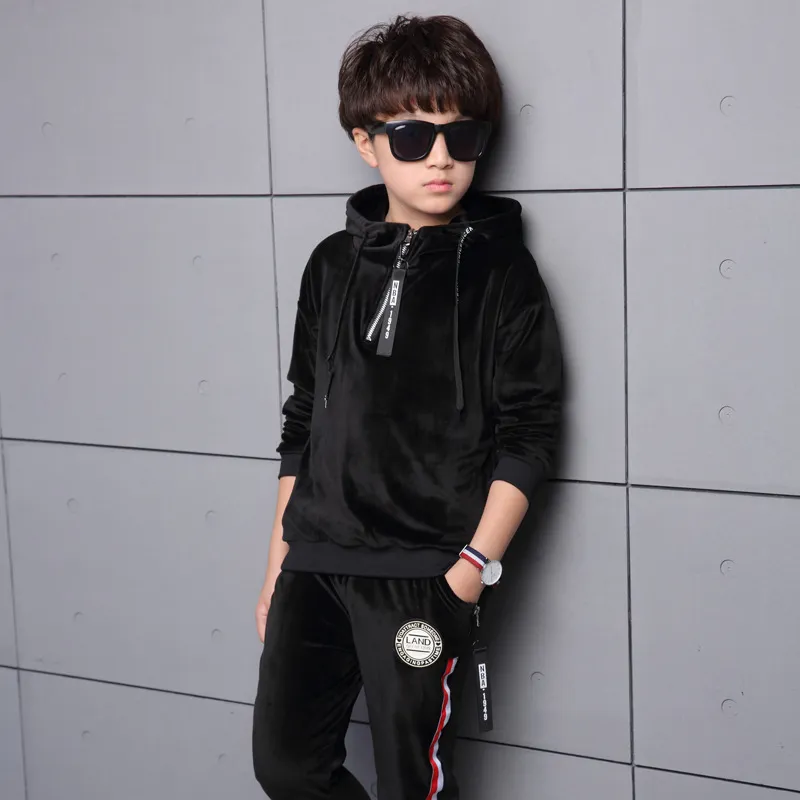 5 10 a os para ni os Trajes de oto o Versi n coreana Big Boy Velvet Hoodies Pants Conjuntos de dos piezas Ropa para ni os J190715