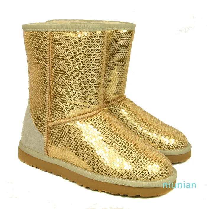 Hot Sale New Women Fashion glitter sequins Snow Boots BOOT Winter Shoes Black Blue purple golden Silver 6colors choose